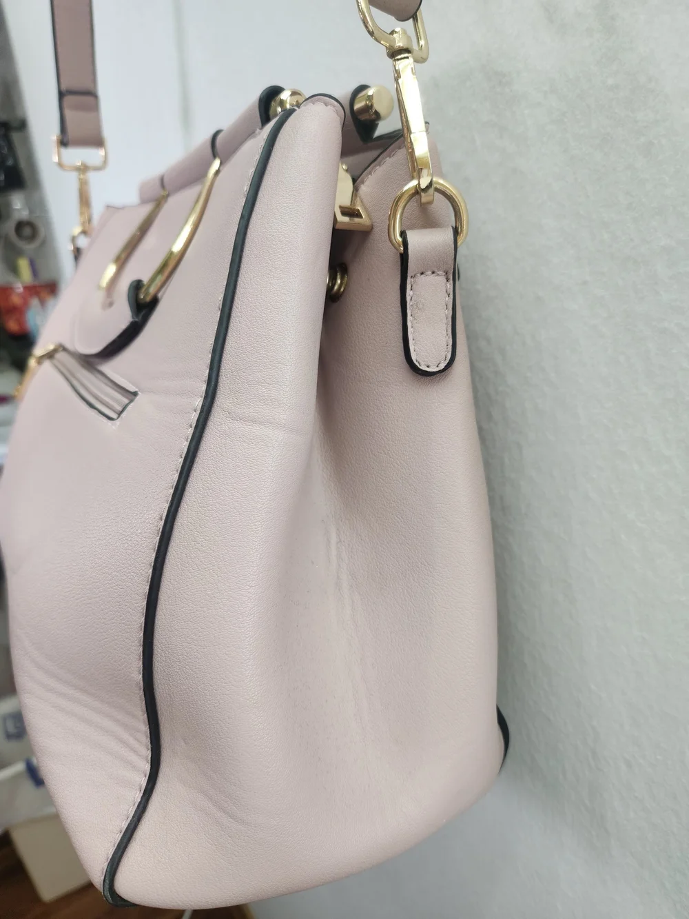 Chic Light Pink Top Handle Handbag with Removable Shoulder Strap